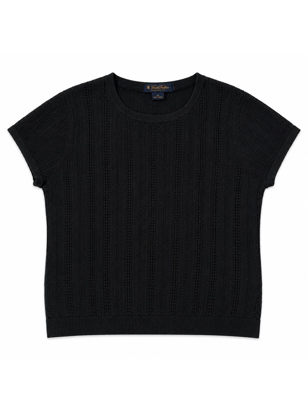 Brooks Brothers silk cashmere fitted knit top in black. Women’s L